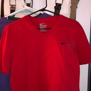 mens red Nike athletic v neck medium shirt
